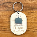 Wood & Acrylic Stock Pot Keychain - I'd Rather Be Cooking