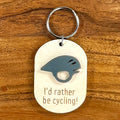 Wood & Acrylic Bike Helmet Keychain - I'd Rather Be Cycling