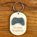 Wood & Acrylic Game Controller Keychain - I'd Rather Be Gaming