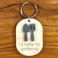 Wood & Acrylic Garden Tool Keychain - I'd Rather Be Gardening