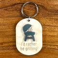 Wood & Acrylic BBQ Grill Keychain - I'd Rather Be Grilling