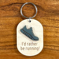 Wood & Acrylic Running Shoe Keychain - I'd Rather Be Running