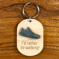 Wood & Acrylic Walking Shoe Keychain - I'd Rather Be Walking