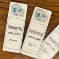 Introverting with Books birch wood bookmark with sage acrylic cozy chair and mug