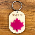 Wood & Acrylic Maple Leaf Keychain - Never 51