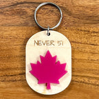 Wood & Acrylic Maple Leaf Keychain - Never 51