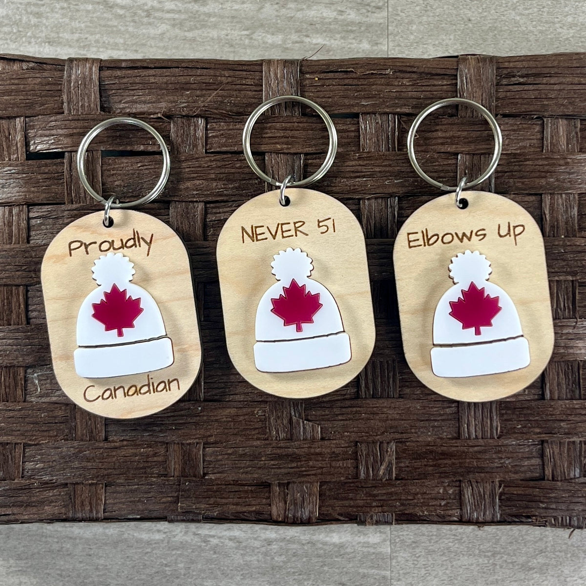 Wood & Acrylic Toque Keychain - Never 51