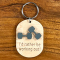 Wood & Acrylic Dumbbell Keychain - I'd Rather Be Working Out